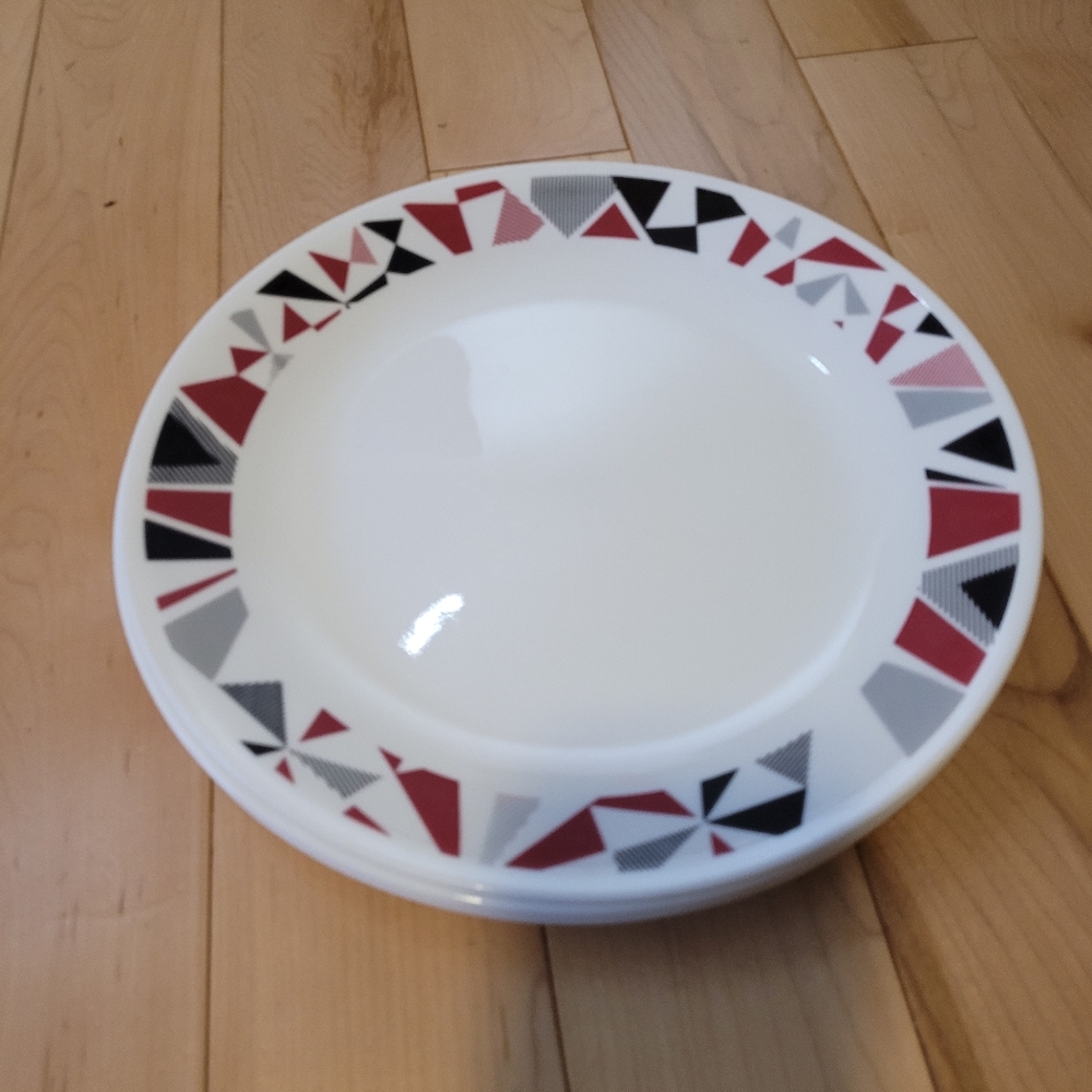 4 Corelle Mosaic Red dinner plates